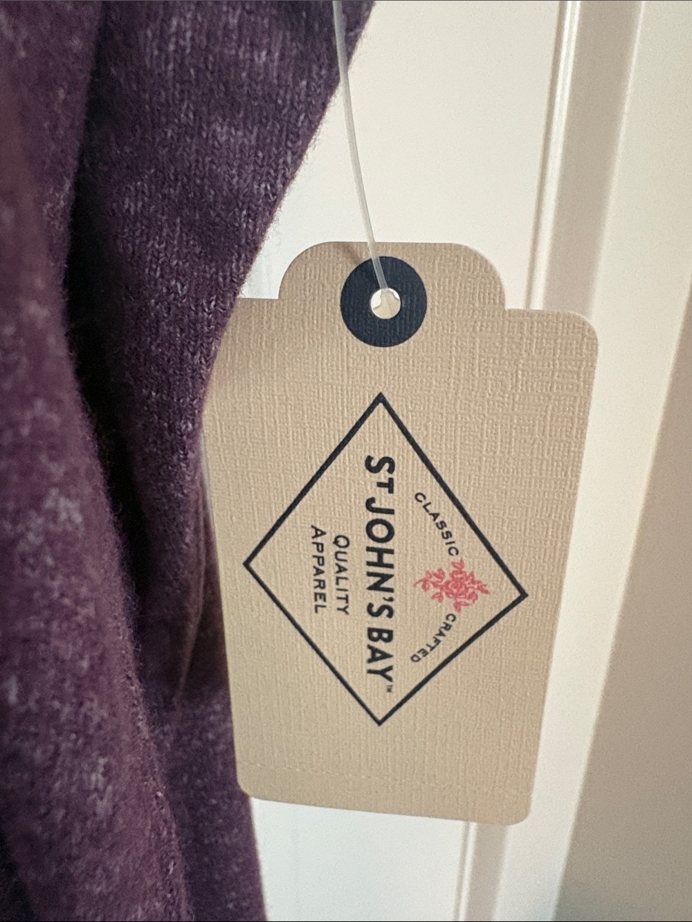 St. John's Bay Plum V-Neck Henley Long Sleeve Top - Picture 3 of 6